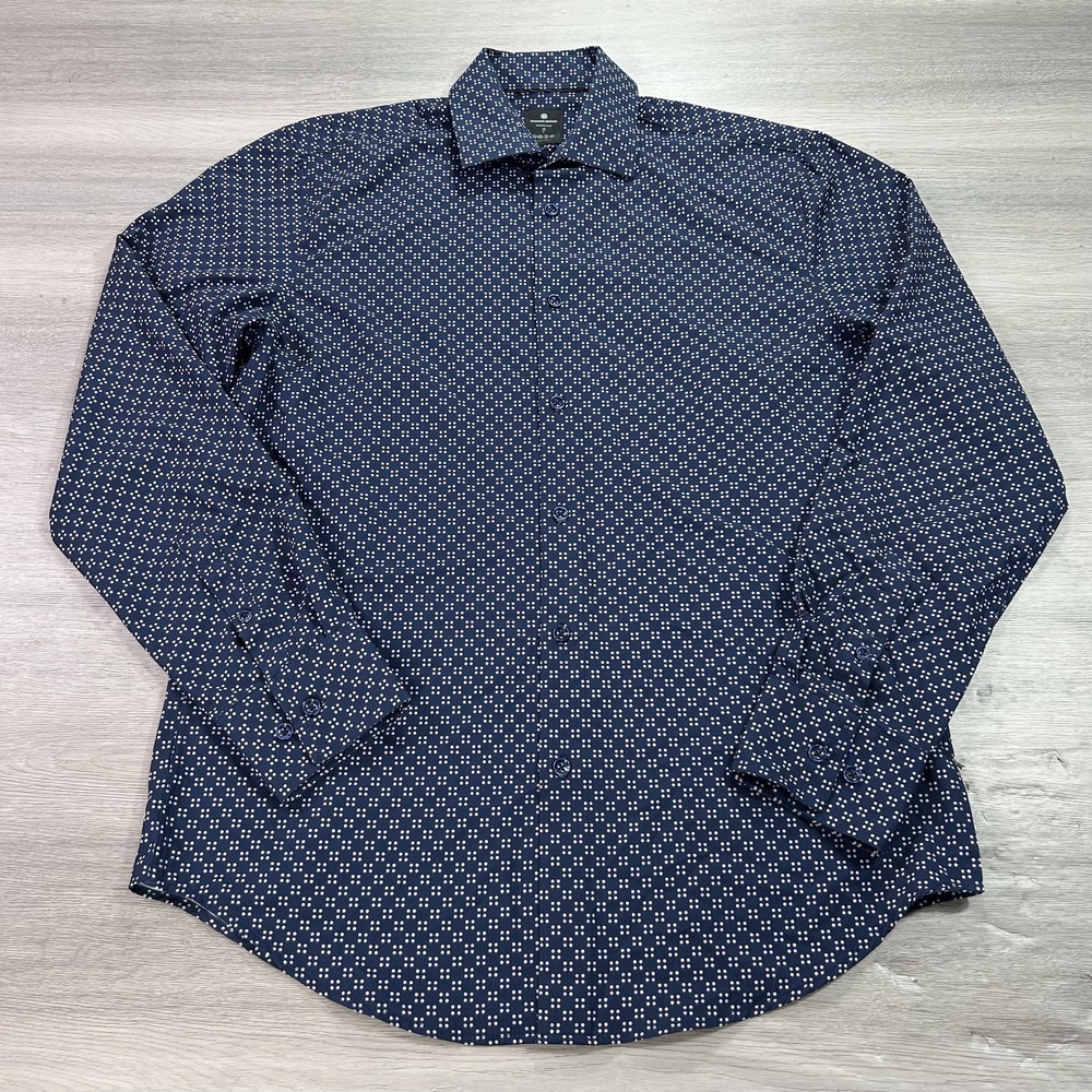 Brooklyn Brigade Shirt‎ Mens Large Modern Slim Polka Dot Button Up Dress Shirt